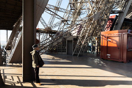 PARIS, FRANCE - Nov 07, 2017: Eiffel Tower Observation Deck. Tourists at the Eiffel Tower in Parisのeditorial素材