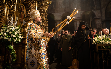 KIEV, UKRAINE - Feb. 03, 2019: Liturgy and enthronement of Primate of the Orthodox Church of Ukraine, Metropolitan of Kyiv and All Ukraine Epifaniyのeditorial素材