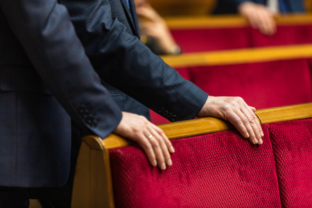 KIEV, UKRAINE - Feb. 07, 2019: Working moments during the session of the Verkhovna Rada of Ukraine,...