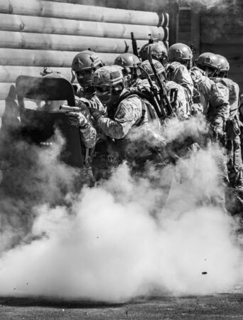 CHERKASY Reg, UKRAINE - May 03, 2019: Demonstrative performances by border guards on the territory of the Main Personnel Training Center of the State Border Service of Ukraineのeditorial素材