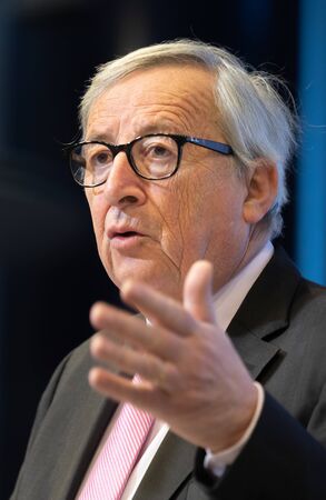 BRUSSELS, BELGIUM - May 14, 2019: European Commission President Jean-Claude Juncker at the Eastern Partnership Leaders Conference in Brusselsのeditorial素材
