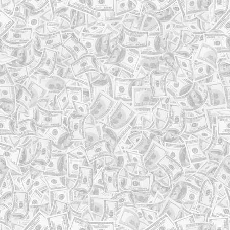 Background with money. Seamless texture of 100 dollar bills in light gray tonalityのeditorial素材