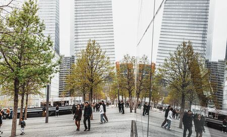 NEW YORK, USA - Apr 28, 2016: Manhattan modern architecture. Reflection from the glass facade