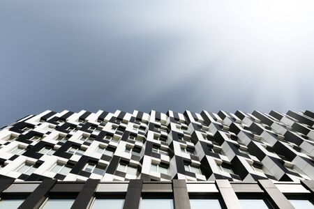 KYIV, UKRAINE - May. 11, 2019: Business center Domino in Kyiv. Domino Business Center is a modern office complex located in the Podolsky district of Kyiv. Kyiv modern architectureのeditorial素材