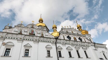 Kiev Pechersk Lavra. Cathedral of the Dormition. Kiev. Ukraine. Blue sky with clouds on a sunny day...