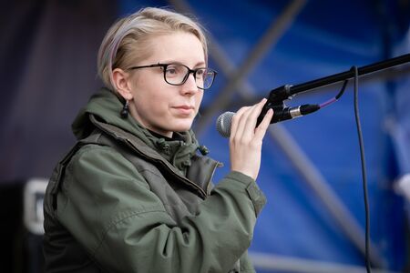 KYIV, UKRAINE - Oct. 06, 2019: Thousands ukrainians attend rally against signing of so-called Steinmeier Formula on the Independence Square in Kyiv, Ukraineのeditorial素材