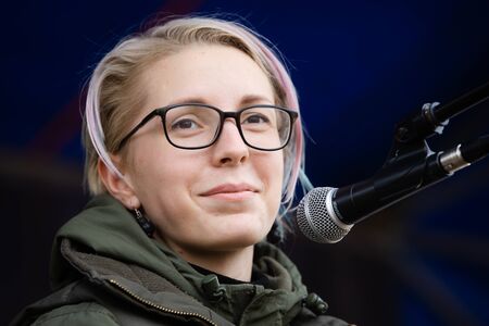 KYIV, UKRAINE - Oct. 06, 2019: Thousands ukrainians attend rally against signing of so-called Steinmeier Formula on the Independence Square in Kyiv, Ukraineのeditorial素材