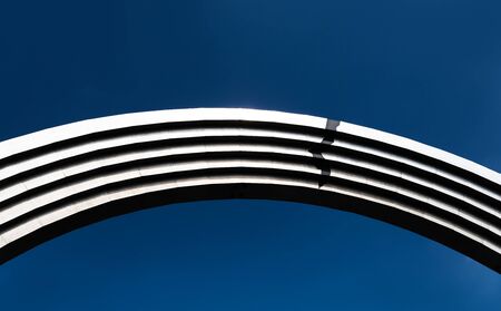 Crack in the arch of friendship of peoples in Kiev. Artificially drawn crack representing the...