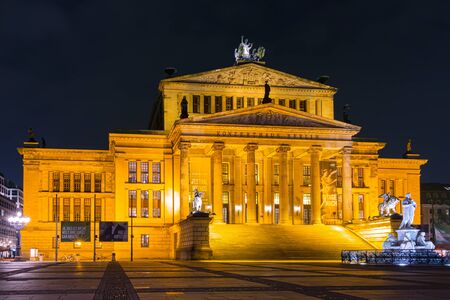 Berlin, Germany - 15 Mar, 2015: View of famous Gendarmenmarkt square at night. Concert Hall (Konzerthaus) on Gendarmenmarkt squareのeditorial素材