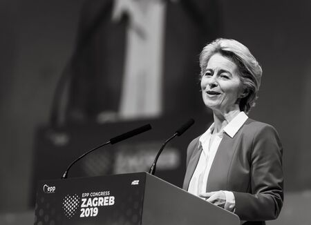 ZAGREB, CROATIA - Nov. 28, 2019: Ursula von der Leyen as the first female President of the European Commission during EPP Congress in Zagrebのeditorial素材