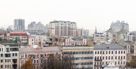 Kyiv, Ukraine - Nov. 16, 2019: View of the roof of old Kyiv from the bell tower of St. Sophia Cathedral.のeditorial素材