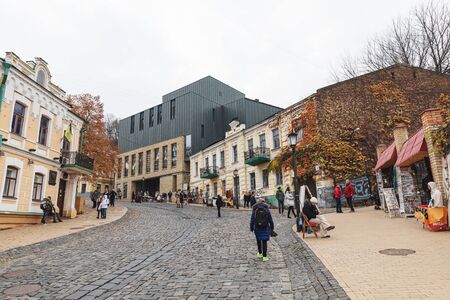 Kyiv, Ukraine - Nov 16, 2019: Famous historical streets of Kyiv â€“ Andreevsky descent. Kiev...