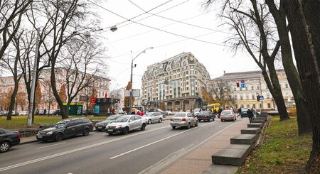 KYIV, UKRAINE - Nov 15, 2019: Building of Intercontinental hotel in the center of Kyiv. Intercontinental Kyiv is a five star hotel in Kyiv, Ukraineのeditorial素材