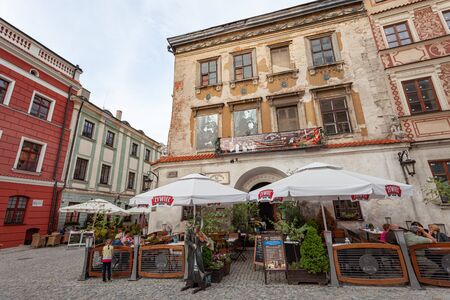 Lublin, Poland - Jul 20, 2012: Streets and architecture of the old city of Lublin. Lublin is the ninth largest city in Polandのeditorial素材