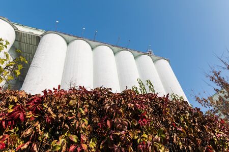 KYIV, UKRAINE - Nov. 10, 2018: Granary elevator in Podil in Kyiv. The granary is designed to store large quantities of grain. The elevator became a business card of Kyiv Podil.のeditorial素材