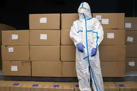 KYIV, UKRAINE - Apr. 04, 2020: Preparing for coronavirus epidemic. The Petro Poroshenko Foundation purchased protective suits for Ukrainian doctors during the coronavirus epidemicのeditorial素材