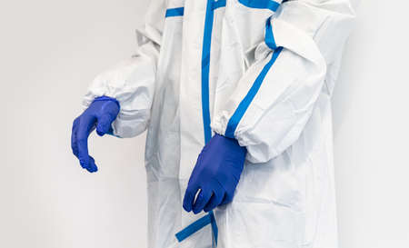 KYIV, UKRAINE - Apr. 04, 2020: Preparing for coronavirus epidemic. The Petro Poroshenko Foundation purchased protective suits for Ukrainian doctors during the coronavirus epidemicのeditorial素材
