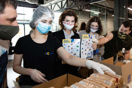 KYIV, UKRAINE - May. 02, 2020: Coronavirus epidemic in Ukraine and help to the poor. Thousands food...