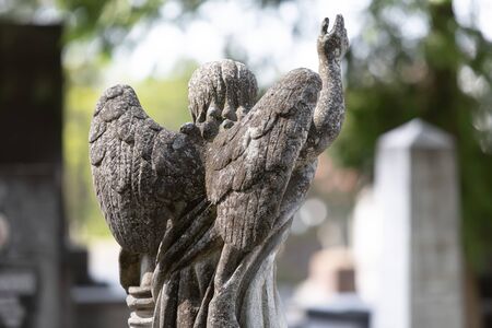 National Memorial Museum Lychakiv Cemetery in Lviv, Ukraine. Old statue on grave in the Lychakivskyj cemeteryの写真素材