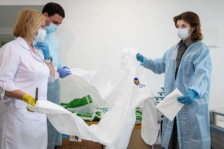 KYIV, UKRAINE - May. 27, 2020: Coronavirus epidemic. Poroshenko Foundation donated artificial lung...
