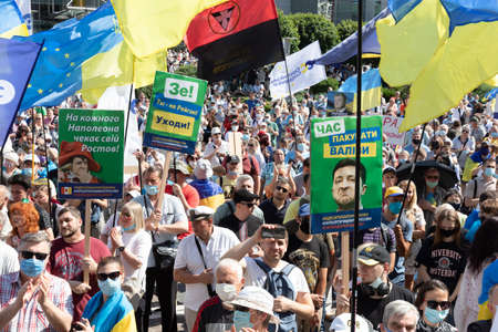 KYIV, UKRAINE - Jul. 01, 2020: Rally against political persecution in Ukraine. Thousands of people...