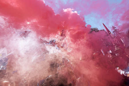 KYIV, UKRAINE - Jul 16, 2020: Mass protests near the Verkhovna Rada of Ukraine in support of the...