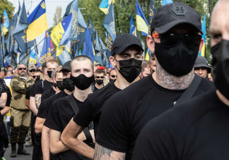 KYIV, UKRAINE - Aug 24, 2020: March of the defenders of Ukraine on the occasion of 29th anniversary...