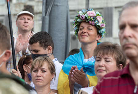 KYIV, UKRAINE - Aug 24, 2020: March of the defenders of Ukraine on the occasion of 29th anniversary of Independence of Ukraine in Kyivのeditorial素材