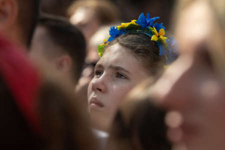 KYIV, UKRAINE - Aug 24, 2021: Celebrating the 30th anniversary of Ukraine independence. Military parade in Kiev.のeditorial素材