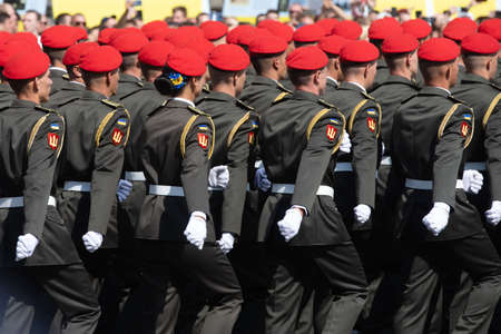 KYIV, UKRAINE - Aug 24, 2021: Celebrating the 30th anniversary of Ukraine independence. Military parade in Kiev.のeditorial素材