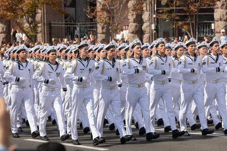 KYIV, UKRAINE - Aug 24, 2021: Celebrating the 30th anniversary of Ukraine independence. Military parade in Kiev.のeditorial素材