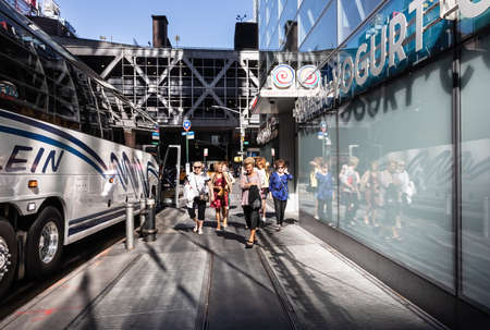NEW YORK, USA - Sep 23, 2017: Manhattan street scene. New Yorkers and tourists walking on the streets of Manhattan in New York City.のeditorial素材