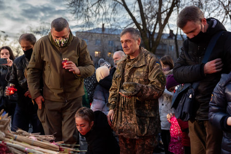 KYIV, UKRAINE - Nov. 27, 2021: Ceremony of commemoration of victims of the famine-genocide of 1923-1933 years in the Ukraineのeditorial素材