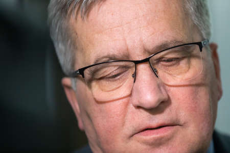 Warsaw, Poland - Dec. 21, 2021: Former President of Poland Bronislaw Komorowski during international conference on security Russia - Ukraine - NATOのeditorial素材