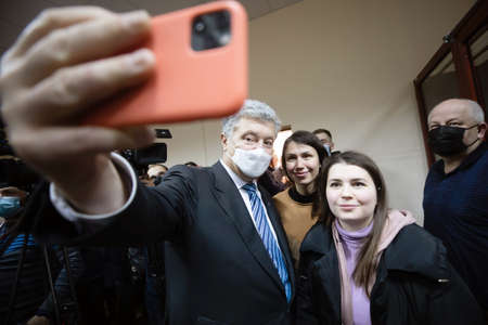 KYIV, UKRAINE - Jan. 17, 2022: President of Ukraine Petro Poroshenko in the Pechersky court of Kyiv