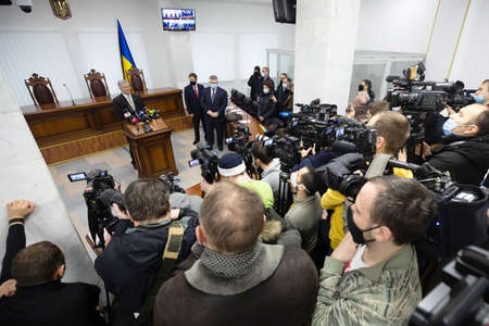 KYIV, UKRAINE - Jan. 28, 2022: Fifth president of Ukraine, Petro Poroshenko in the appellate court...