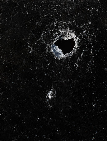 Russian war against Ukraine. Car windows shattered by shell fragments