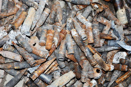 BUCHA, UKRAINE - Apr. 06, 2022: War in Ukraine. Unexploded mines and shells on the streets of Buchaのeditorial素材