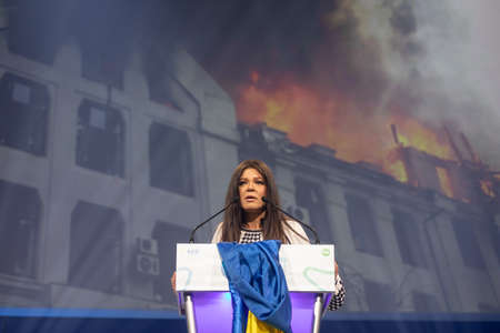 ROTTERDAM, NETHERLANDS - May 31, 2022: Ruslana Lyzhychko Famous Ukrainian singer, Eurovision and World Music Award winning artist. Besides musical successes, the social commitmentのeditorial素材