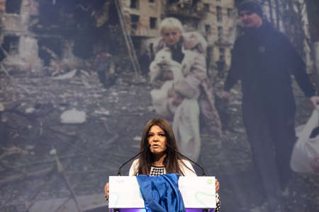 ROTTERDAM, NETHERLANDS - May 31, 2022: Ruslana Lyzhychko Famous Ukrainian singer, Eurovision and World Music Award winning artist. Besides musical successes, the social commitmentのeditorial素材