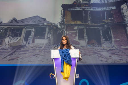 ROTTERDAM, NETHERLANDS - May 31, 2022: Ruslana Lyzhychko Famous Ukrainian singer, Eurovision and World Music Award winning artist. Besides musical successes, the social commitmentのeditorial素材