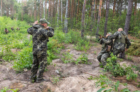 KYIV, UKRAINE - Jun. 17, 2022: War in Ukraine. Combat training of the Bucha Territorial Defense members in Kyiv region, Ukraineのeditorial素材