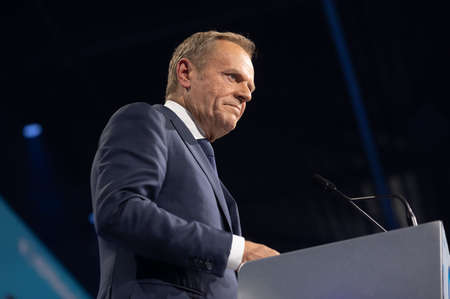 ROTTERDAM, NETHERLANDS - May 31, 2022: Former European Council President Donald Tusk will leave his...