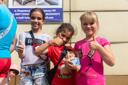 POKROVSK, DONETSK reg, UKRAINE - Aug. 04, 2022: War in Ukraine. Refugees awaiting evacuation. Evacuation train from Pokrovsk last railway station in Donetsk region, Ukraine.のeditorial素材