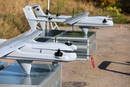 KYIV REG., UKRAINE - Sep. 16, 2022: Benefactors handed over reconnaissance drones Poseidon and...