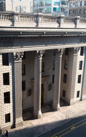 PORTLAND, OREGON, USA - Oct. 14, 2022: Beautiful architectural building of the United States National Bank in Downtown Portlandのeditorial素材