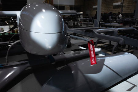 Cyprus, Cyprus - Feb. 20, 2023: War of Russia against Ukraine. Production of Poseidon reconnaissance drones for Ukrainian armed forcesのeditorial素材