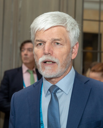 Munich, Germany - Feb. 18, 2023: Czech President Petr Pavel at the Munich Security Conference. The MSC International Conference is the worlds leading forum for discussing international security policyのeditorial素材