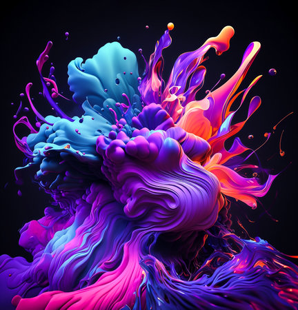 Colorful abstract background. Splash of paint in abstract shapes. Elegant colored background with lines and splashesの素材