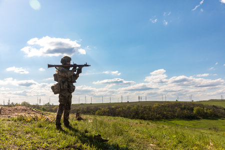 DONETSK REG, UKRAINE - May. 06, 2023: War of Russia against Ukraine. Shooting trainings of 128th Kyiv Territorial Defense Battalion of the Ukraine Armed Forces in Donetsk region, Ukraineのeditorial素材